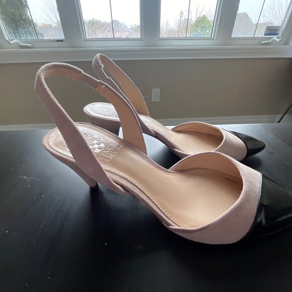 Vince Camuto Two-Tone Heels 7.5 Black Beige - Picture 3 of 4